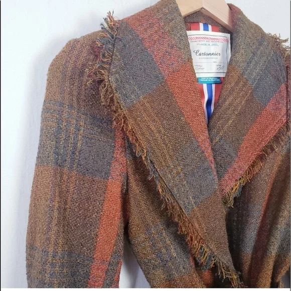 Anthropologie Plaid Blazer in Orange and Brown - Picture 5 of 13